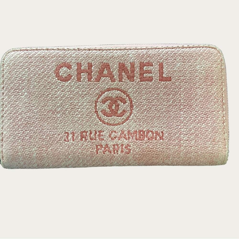 Chanel Pink Canvas Wallet Rue Cambon
